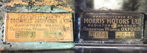Morris Radiator Plate